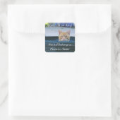 キッズシパーソナライズされたステッカー – 警戒猫の注意義務 スクエアシール (バッグ)