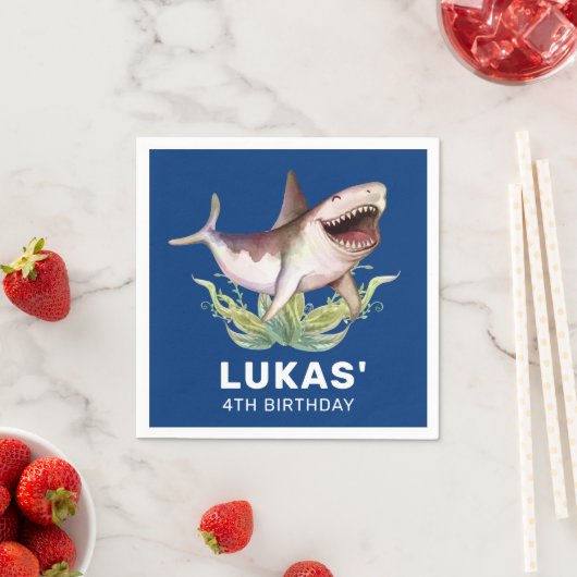 キッズシャおもしろいークブルー誕生日パーティー スタンダードカクテルナプキン (インサイチュ)