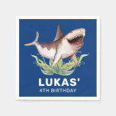 キッズシャおもしろいークブルー誕生日パーティー スタンダードカクテルナプキン (正面)