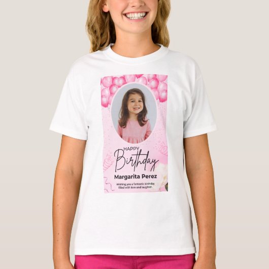 キッズシャツ、女の子の誕生日シャツ Tシャツ (正面)