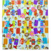 キッズシャワーカーテンアイスクリームハンバーガー宇宙船 シャワーカーテン (正面)