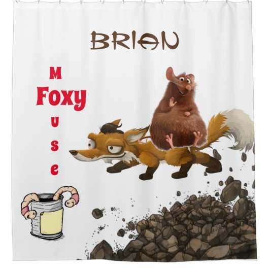キッズシャワーカーテンキツネマウスワームの汚れ シャワーカーテン (正面)
