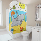 キッズシャワーカーテンシャークカニ漁師サン シャワーカーテン (インサイチュ)