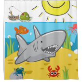 キッズシャワーカーテンシャークカニ漁師サン シャワーカーテン (正面)