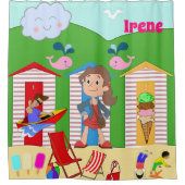 キッズシャワーカーテンビーチアイスクリーム シャワーカーテン (正面)