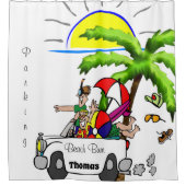 キッズシャワーカーテンビーチバムパーキング シャワーカーテン (正面)