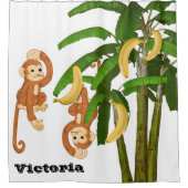 キッズシャワーカーテンモンキーバナナツリー シャワーカーテン (正面)