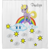 キッズシャワーカーテンユニコーンスターレインボークラウド シャワーカーテン (正面)