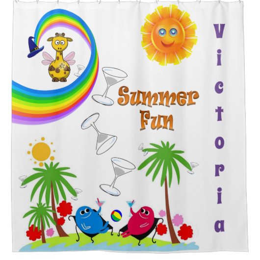 キッズシャワーカーテンレインボーサンキリン シャワーカーテン (正面)