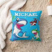 キッズシャークマンアンダーウォーターブルーシー海少年 クッション (ブランケット)