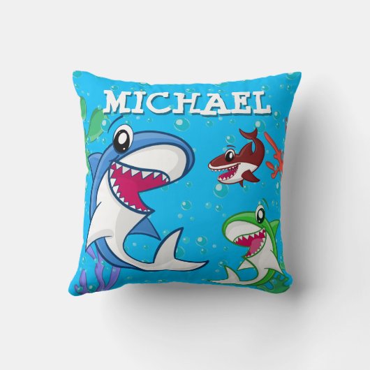 キッズシャークマンアンダーウォーターブルーシー海少年 クッション (裏面)