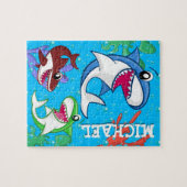 キッズシャークマンアンダーウォーターブルーシー海魚 ジグソーパズル (横)