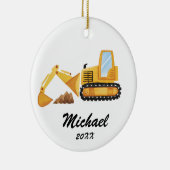 キッズショベルパーソナライズされた建築トラック セラミックオーナメント (右)