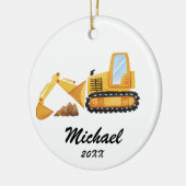 キッズショベルパーソナライズされた建築トラック セラミックオーナメント (左)