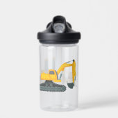キッズショベルブルドーザーパーソナライズされた ウォーターボトル (正面)