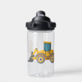 キッズショベルブルドーザーパーソナライズされた ウォーターボトル (背面)