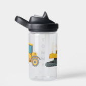 キッズショベルブルドーザーパーソナライズされた ウォーターボトル (右面)