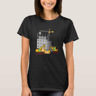 キッズショベル建築サイト車 Tシャツ