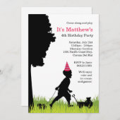 キッズシルエット誕生日パーティーの招待 招待状 (正面/裏面)