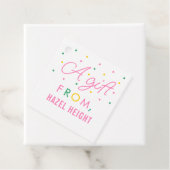 キッズシンプルピンクと緑のギフトパーソナライズされたラベル フェイバータグ (インサイチュ)