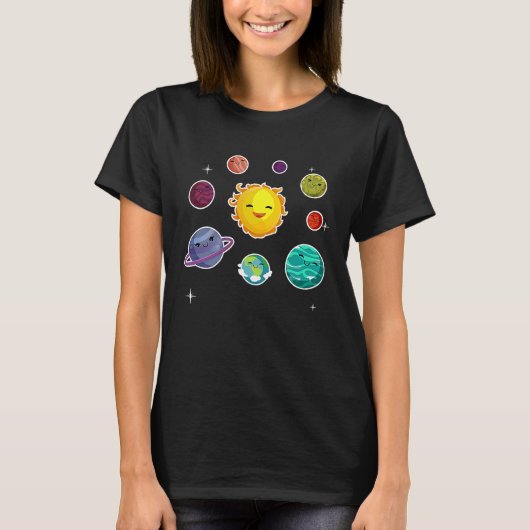 キッズシ太陽のステム宇宙ギーク Tシャツ (正面)