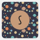 キッズシ太陽のステム惑星土星木星火星 スクエアシール (正面)