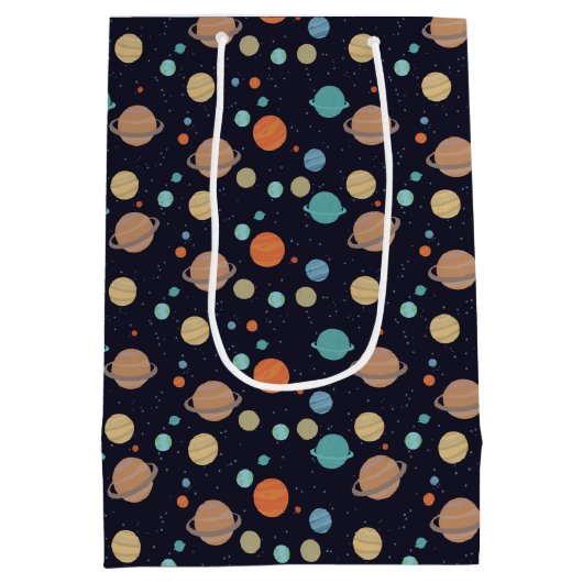 キッズシ太陽のステム惑星土星木星火星 ミディアムペーパーバッグ (裏面)