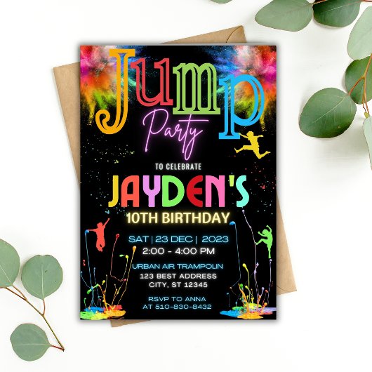 キッズジャカラフルンプパーティー誕生日招待状 招待状