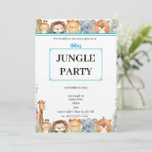 キッズジャパーソナライズされたングルアニマルズB'day招待状 招待状 (スタンド正面)