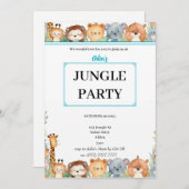 キッズジャパーソナライズされたングルアニマルズB'day招待状 招待状 (正面/裏面)