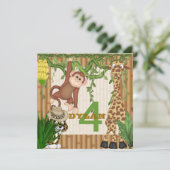 キッズジャングルサファリーバースデー招待状テンプレート 招待状 (スタンド正面)