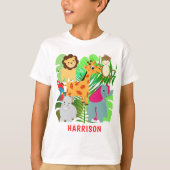 『キッズジャングル・サファリ・アニメパーソナライズされた』 Tシャツ (正面)