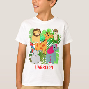 『キッズジャングル・サファリ・アニメパーソナライズされた』 Tシャツ