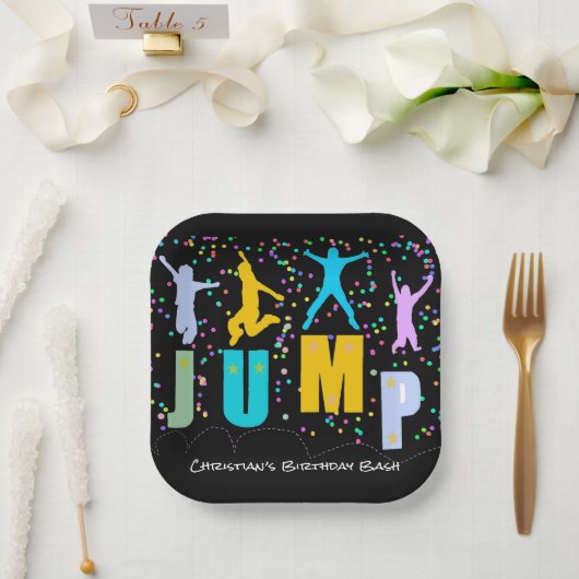 キッズジャンプ&トランポ遊リン誕生日バッシュ ペーパープレート (ウェディング)