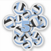 キッズジャージーナンバーltブルーブラックバレーボール シール (正面)