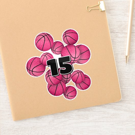 キッズジャージー番号ピンクバスケット シール (ノートブック)