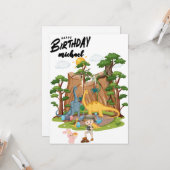 キッズジュラシックディノ恐竜パーソナライズされた誕生日 カード (正面/裏面インサイチュ)