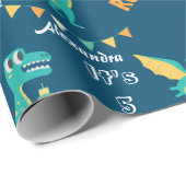 キッズジュラシックトレックスディノダノデュオナーズ年齢カスタム ラッピングペーパー (ロールコーナー)