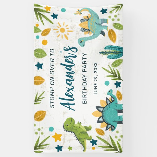 キッズジュラシック誕生日パーティー恐竜 横断幕 (縦)
