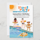 キッズスイミングプールパーティー誕生日招待状 招待状 (正面)