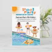 キッズスイミングプールパーティー誕生日招待状 招待状 (スタンド正面)