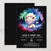 キッズスイートライオン誕生日 招待状 (正面/裏面)