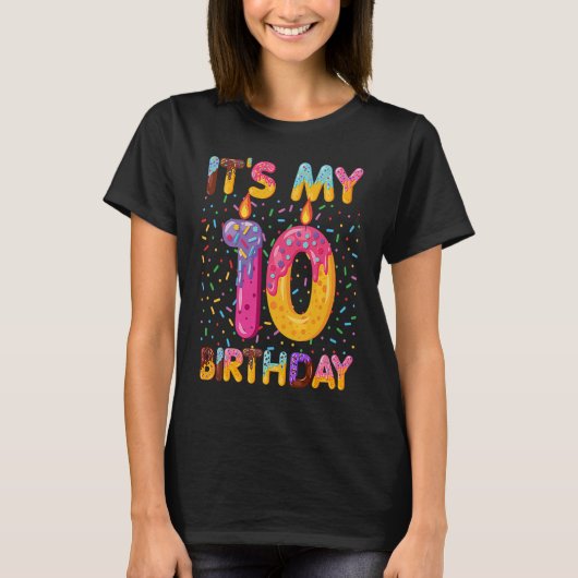 キッズスウィートドーナツ私の10誕生日10年 Tシャツ (正面)
