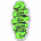 キッズスカッコいいケートグリーン4"キスカットビニールシール シール (正面)