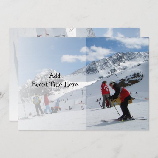 キッズスキーの誕生日パーティーや休暇 招待状 (正面/裏面)