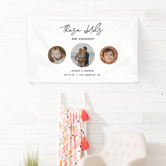 キッズスクーおもしろいルフォト婚約パーティへようこそ 横断幕 (インサイチュ)