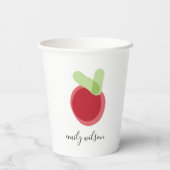 キッズスクーモダンル先生手描きリンゴ 紙コップ (裏面)