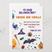 キッズスクールおもしろいハロウィーン招待状 招待状 (正面/裏面)