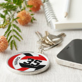 キッズスクールクラブカラーレッドブラックバレーボール キーホルダー (側面)