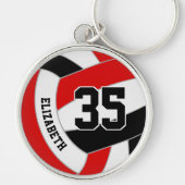 キッズスクールクラブカラーレッドブラックバレーボール キーホルダー (正面)